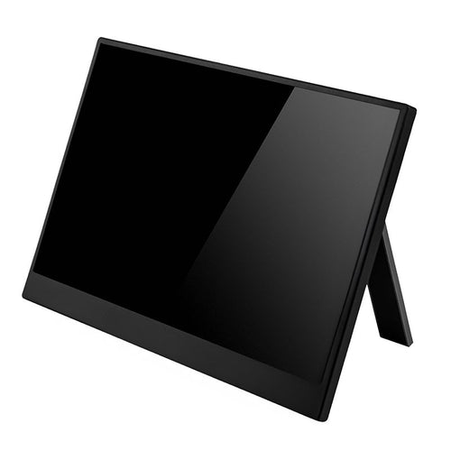 11.6 Inch Portable Monitor - Compact HD Travel Display with Stand, Mini HDMI and USB-C angled view showing display and stand - VIUSEE