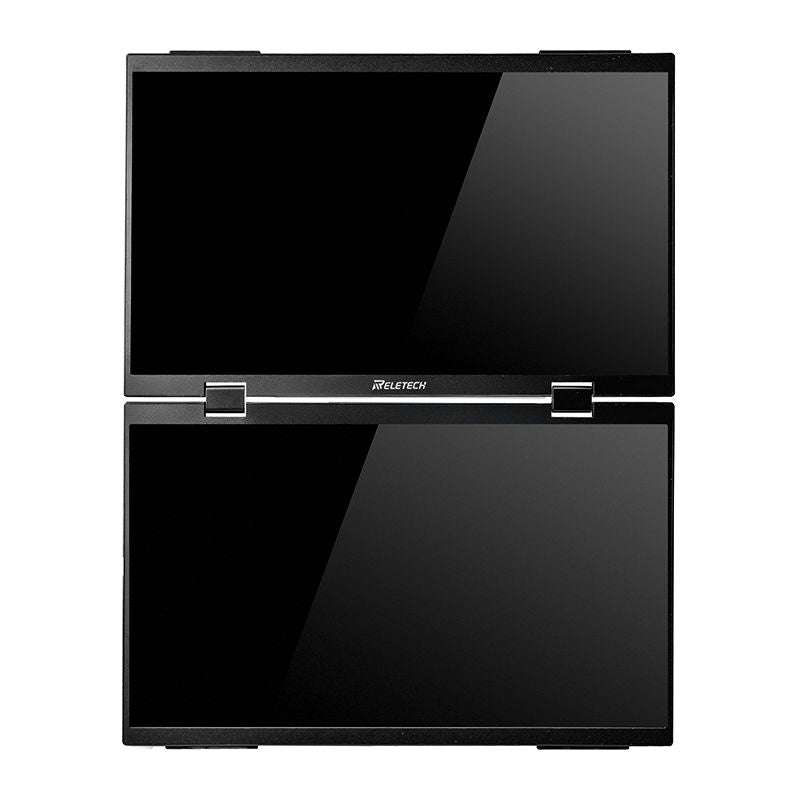 14 Inch Dual Screen Portable Monitor - 1920x2400 Stacked Laptop Display with Dual Mini HDMI close-up of USB-C and HDMI ports - VIUSEE