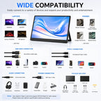 13.5 Inch 2.2K Portable Monitor - IPS 2256x1504 USB-C Display with Built-in Stand rear view showing stand mechanism - VIUSEE